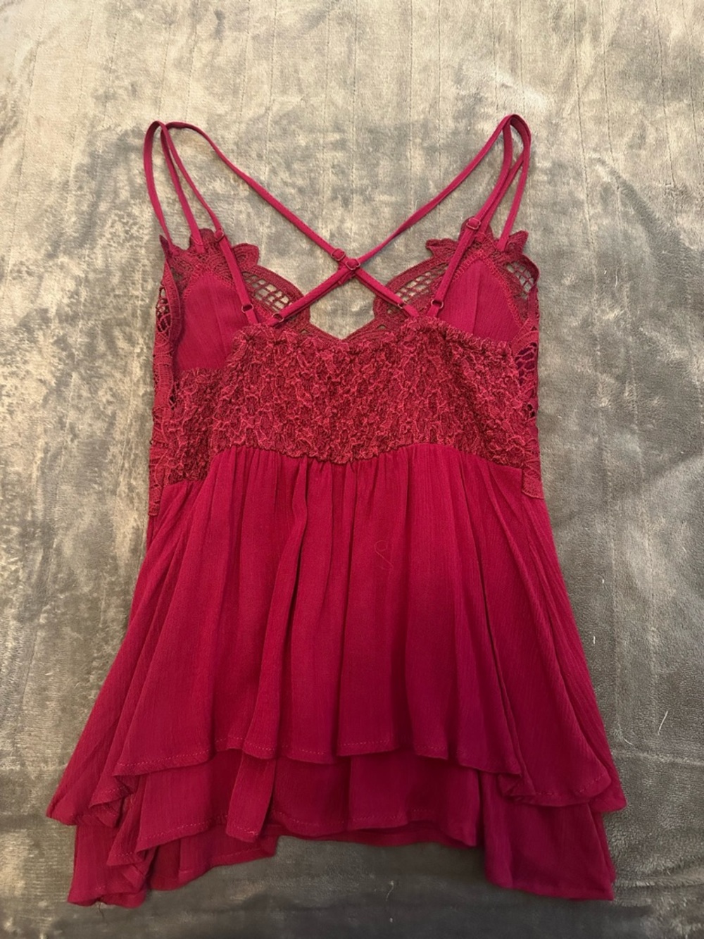 Listicle Raspberry Lace Layered Tank Top - Picture 4 of 4